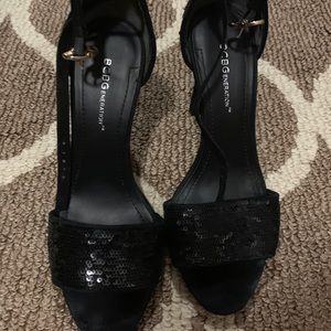 BCBG Black sequin heels